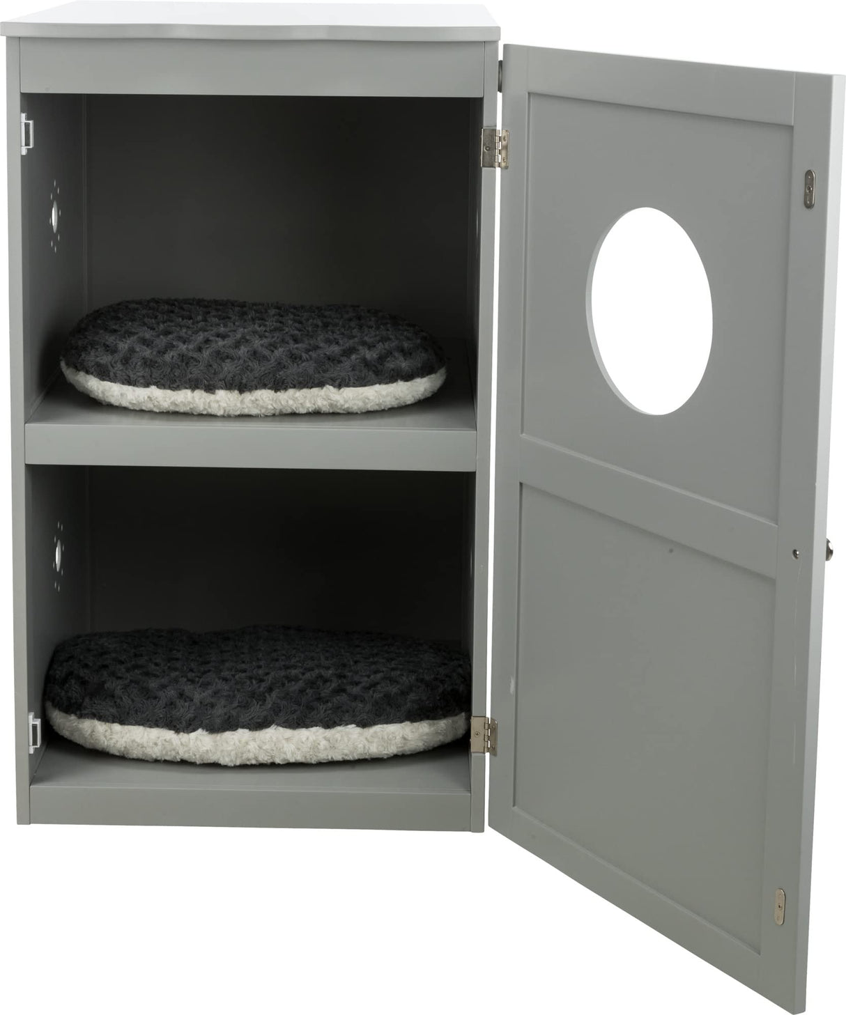 TRIXIE 2 Story Furniture Litter Box Enclosure (Gray), Hidden Litter Box for Cats, Double Layer, Big Front Door for Easy Cleaning, Large Hole for Easy Entry, Use as Side Table or Nightstand TRIXIE