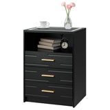 EROMMY LED Nightstand with Wireless Charging Station, Smart Night Stand with Color Adjustable Brightness Lights, Touch Screen Bedside Table with Glass Top, Drawers, Side Table for Bedroom EROMMY