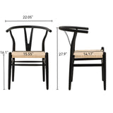 Lecafur HL Wishbone Dining Chairs Set of 6 Metal Mid Century Modern Weave Kitchen Chairs, Black Finish Lecafur HL