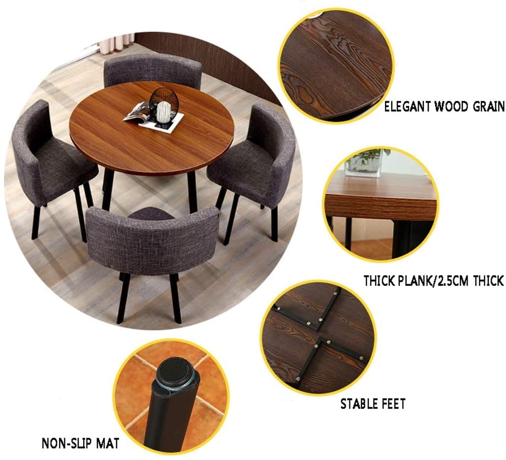 Office Table and Chair Set Conference Coffee Table 90cm Leisure Table and Chair Set Modern Home Living Room Balcony Wood Round Table Creative Lounge Cafe Break Room Office Business (Color : Grey) ( WoodArtSupply