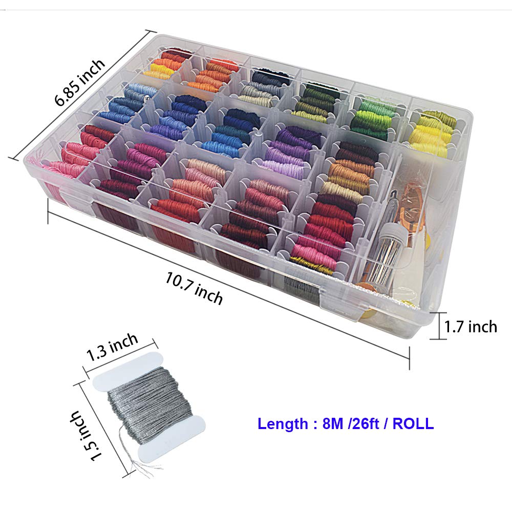 98 Color Embroidery Floss Cross Stitch Cotton Threads Bracelet String with Organizer Storage Cross Stitch Tools Embroidery Kit for Beginners Cross Stitch/Friendship Bracelets/Tassels/Crafts HDST-HOME
