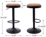 EALSON Modern Swivel Bar Stool Adjustable Counter Height Backless Barstools with Metal Base Leather Upholstered Round Bar Stool Chairs for Kitchen Island/Pub/Breakfast Bar, Brown 1PC EALSON