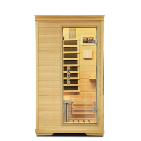 Sauna,Home Far Infrared Sauna Room,Indoor 1 Person Hemlock Wood Dry Sauna,1050W/110 Sauna Birthday Gift, Digital Controler,Bluetooth Player,5 Heating Panels Homsido