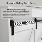 30" Farmhouse Bathroom Vanity with Sink, Bathroom Vanity w/Sliding Barn Door, Modern Bathroom Cabinet w/3 Drawers & Adjustable Shelves,Floor Standing Bathroom Vanity w/Metal Handle, White Aitjunz