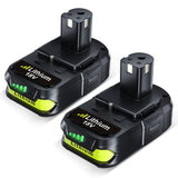 VINIDA 2Pack 3.0Ah 18V P102 Lithium-ion Replacement for Ryobi 18V Battery Compatible with Ryobi Battery 18V P102 P103 P104 P105 P107 P108 P109 P190 VINIDA