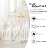 AMWAN Cozy Faux Fur Couch Cover Large Fuzzy Blanket for Sofabed,Loveseat Thick Cozy Shaggy Sofa Slipcover for Sectional,L Shaped Sofa Pets Multifunctional Throws Living Room Decor,Cloud White,71x134’’ AMWAN