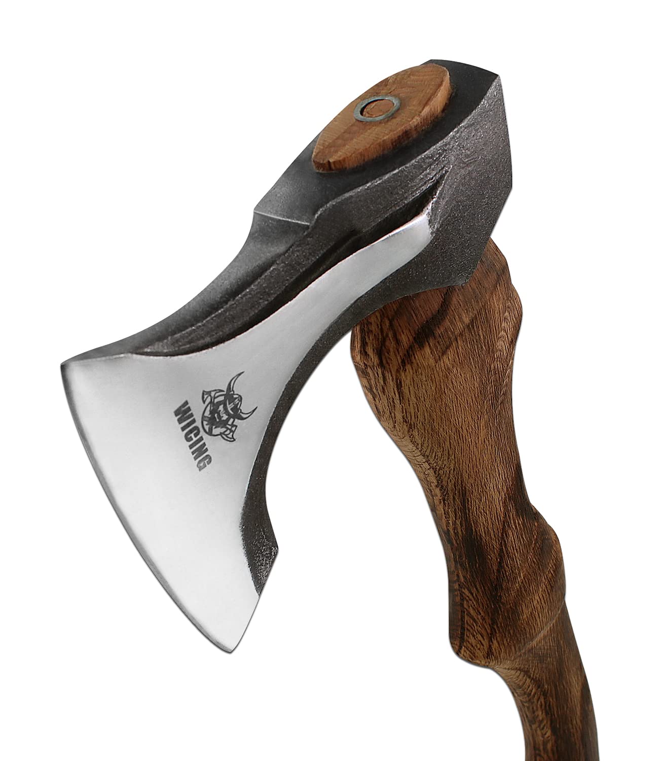 WICING Splitting Axe, 14.8 - inch Camping Hatchet with Leather Sheath, Chopping Axe 1055 High Carbon Steel and Beech Wooden Handle - WoodArtSupply