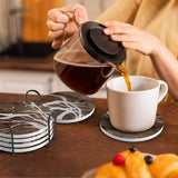 UMIRRO Ceramic Coasters for Wooden Table, Absorbent Drink Coasters with Holder for Tabletop Protection, Rustic Country Farmhouse Coasters w/Brown Wood Texture for Cups & Glasses, Coffee Bar Accessory Umirro