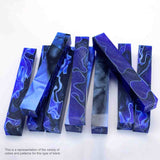 Legacy Woodturning, Acrylic Pen Blank, Royal Blue and Black Swirl with White Lines, 5" x 3/4" x 3/4", 7 Pack Legacy Woodturning