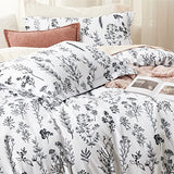 Bedsure Twin/Twin XL Duvet Cover - Reversible White Duvet Cover Set with Zipper Closure, 2 Pieces Cute Floral Patterned Bedding Set with 8 Corner Ties and 1 Pillow Sham Bedsure