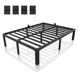 XUKIL 14 Inch Metal Bed Frame Queen Size, Heavy Duty Balck Platform Queen Size Bed Frame with Round Corner Legs, Mattress Slide Stopper, No Box Spring Needed, Easy Assembly XUKIL