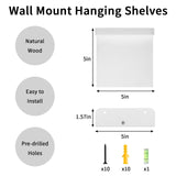 Fixwal Floating Shelves for Wall, Rustic Wood Small Wall Mounted Shelves for Bedroom, Living Room, Kitchen, Bathroom Decor, Set of 4, 5 x 5 Inches (White) Fixwal
