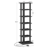GLANZALANT 7-Tier Bookshelf, Narrow Bookcase with LED Lights, 47.2 Inch Book Shelf for Small Space, Display Storage Shelf for Living Room, Bedroom, Home Office, Study, Black GLANZALANT
