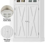 BOTLOG 67" Corner Cabinet, Tall Corner Storage Cabinet with 4 Doors, Corner Cabinet with Spacious Top, Curved Profile Design, Space Saver for Bathroom, Living Room, Kitchen, Modern White BOTLOG