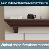 Fireplace Mantel, 60 Inch Rustic Fireplace Mantle with Arched Corbels, 100 lbs Weight Capacity Fire Place Mantel, Natural Wood Mantles for Over Fireplace, Fire Place Mantel for Living Room (Walnut) KALSUBO