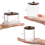 Tbestmax Bathroom Organizer Accessories Set-10 OZ,7 OZ Qtips Holder Storage with Wood Lids, Cotton Ball/Swabs Dispenser, Apothecary Container Jar 3 Pcs Tbestmax