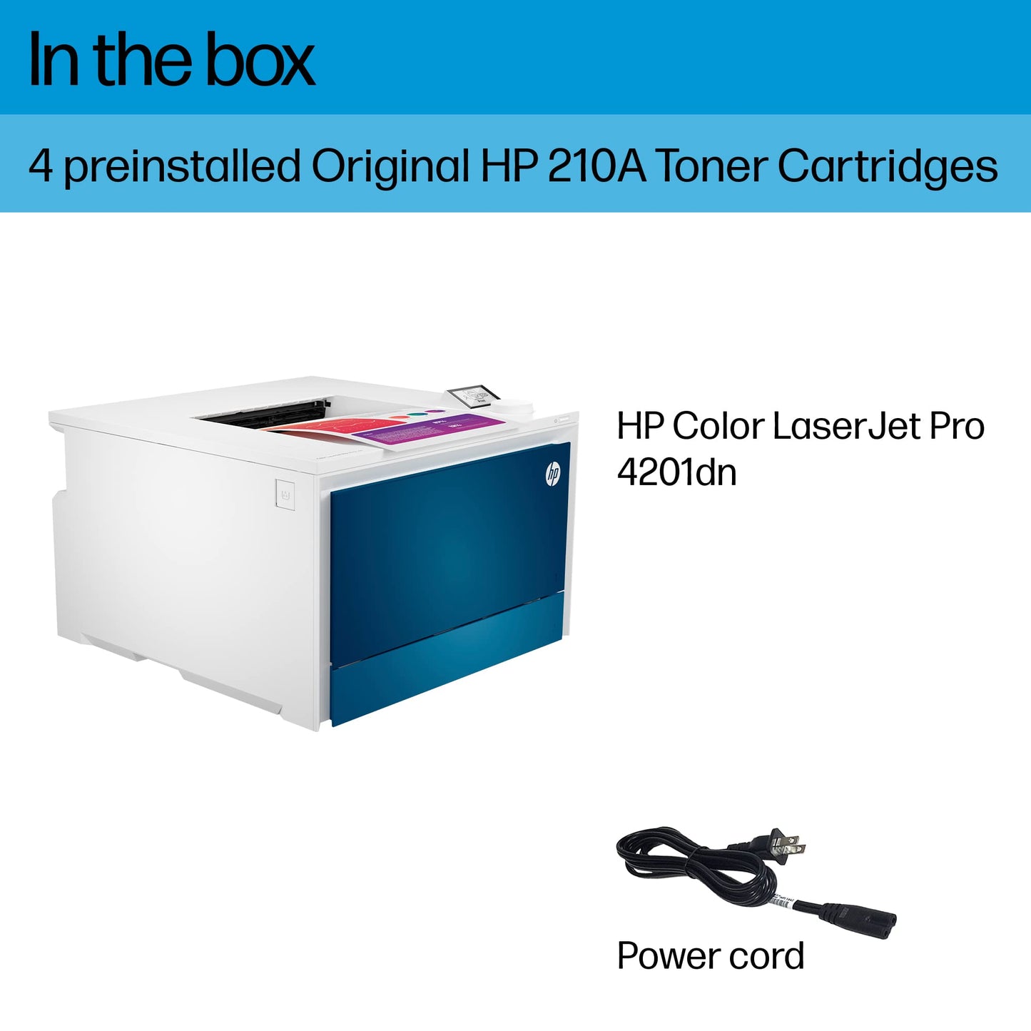 HP Color LaserJet Pro 4201dn Printer, Print, Fast speeds, Easy setup, Mobile printing, Advanced security, Best-for-small teams. Ethernet & USB only. Not Wireless. White