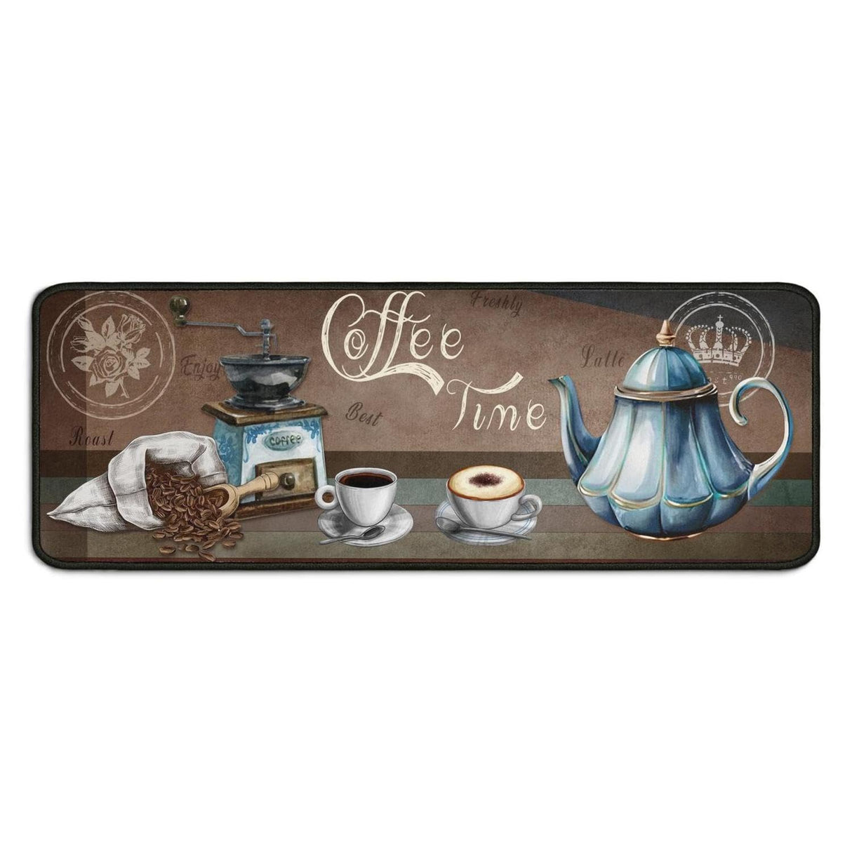 Ghroiep 2 Piece Coffee Kitchen Decor Rugs Set, Farmhouse Country Kitchen Rugs and Mats Non Skid Washable Absorbent Microfiber Kitchen Accessories Decoration Floor Mats 17"x47"+17"x30" Ghroiep