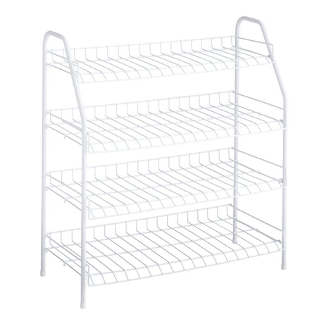 Rubbermaid 4-Tier Wire Shoe Rack, White, Simple Assemble, Storage Shelf for Organization in Bedroom/Closet Rubbermaid