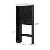 ChooChoo Over The Toilet Storage Cabinet, Farmhouse Bathroom Storage Cabinet with Barn Doors, Sliding Drawer, Adjustable Shelves, Space-Saving, Black ChooChoo