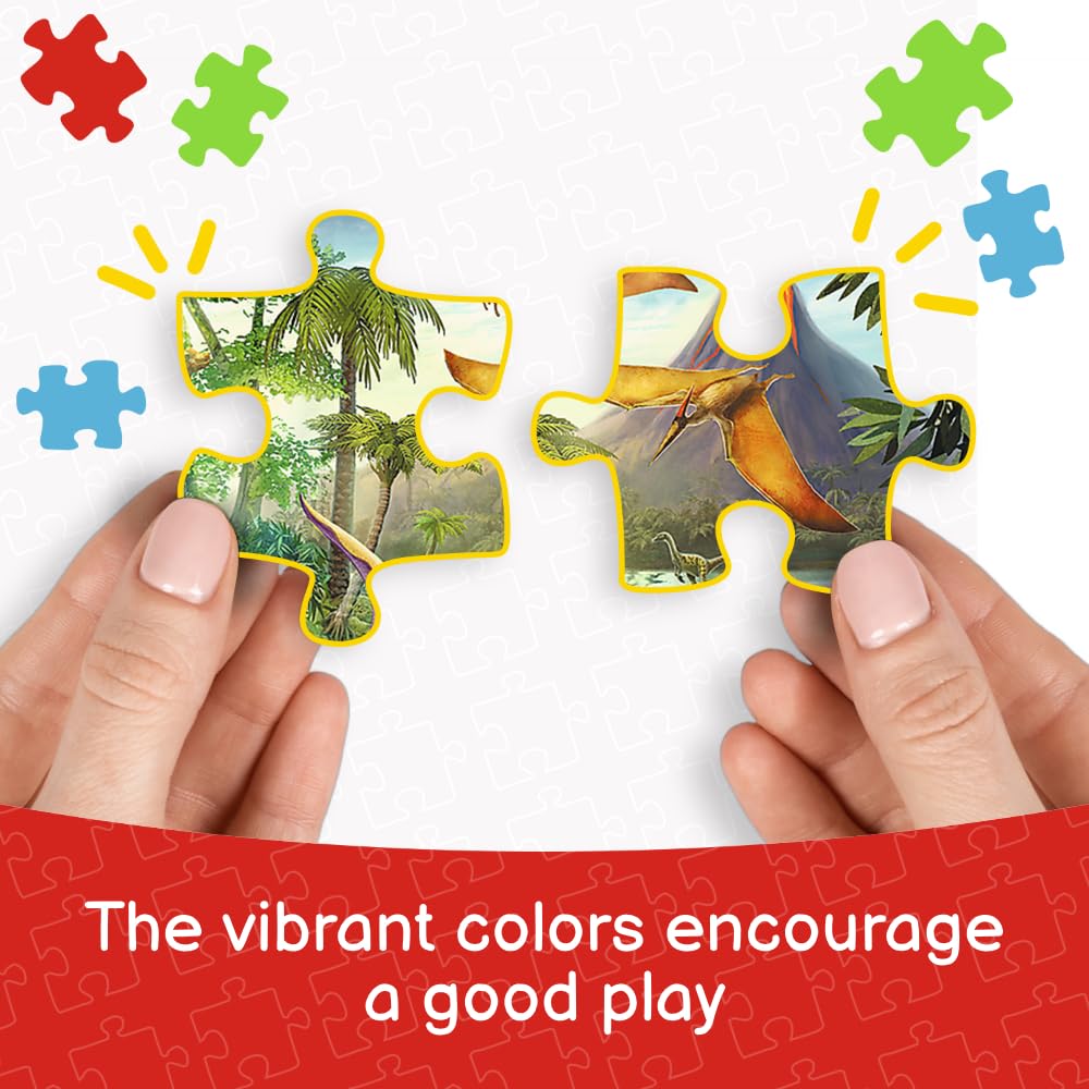 Trefl 4in1 Jigsaw Puzzle Interesting Dinosaurs Print, DIY Puzzle, Creative Fun, Classic Puzzle for Adults and Children from 4 Years Old Trefl