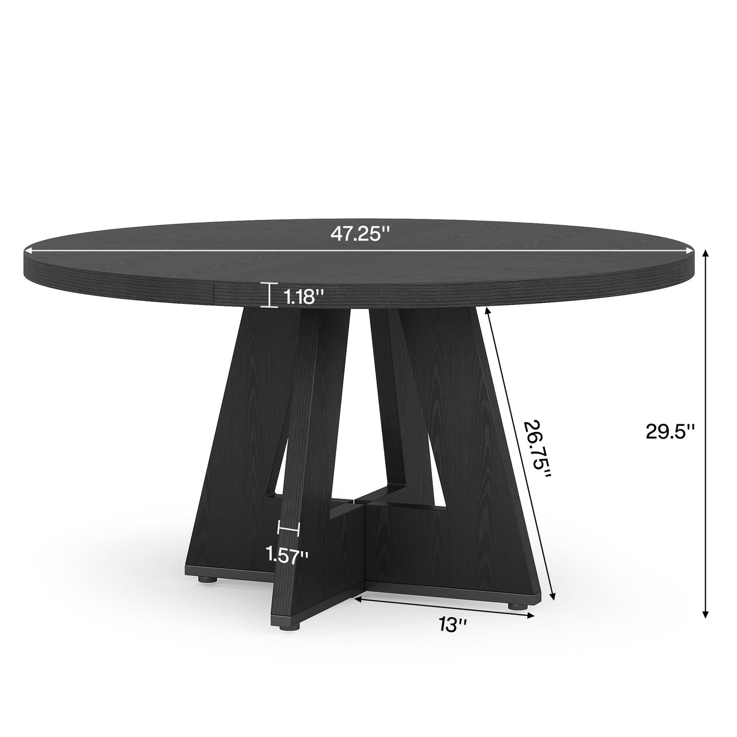 Tribesigns 47-Inch Round Conference Table for 4-6 People, Wooden Meeting Room Table with Thicken Tabletop and Wood Base, Modern Meeting Training Desk for Conference Room Seminar Room (Black)