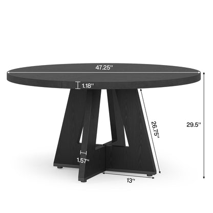 Tribesigns 47-Inch Round Conference Table for 4-6 People, Wooden Meeting Room Table with Thicken Tabletop and Wood Base, Modern Meeting Training Desk for Conference Room Seminar Room (Black)