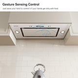 IKTCH New 36" Range Hood Insert, 900 CFM Ducted/Ductless Range Hood with 4 Speed Fan, White Stainless Steel & Tempered Glass Range Hood 36 inch with Gesture Sensing&Touch Control Making life Smarter IKTCH