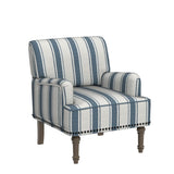 HULALA HOME Modern Armchair with Wooden Legs & Nailhead Trim, Comfy Upholstered Accent Chair for Living Room Bedroom Office(Stripe Pattern, Navy) HULALA HOME