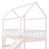 Merax House Loft Bunk Bed Frames with Slide No Box Spring Needed for Teens, Girls or Boys Merax
