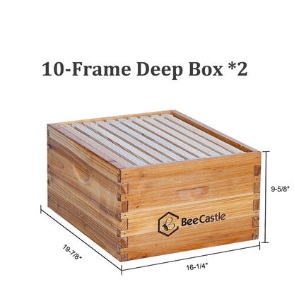 BeeCastle 10 Frame Langstroth Bee Hive Coated with 100% Beeswax Includes Beehive Frames and Waxed Foundations (2 Deep Boxes & 1 Medium Box) - WoodArtSupply