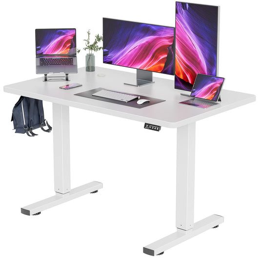 YESHOMY Height Adjustable Electric Standing Desk 48 inch Computer Table, Home Office Workstation, 48in, White Leg/White Top - WoodArtSupply