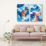 2 Pack Sea Wave Paint by Numbers Kit for Adults - Adults Paint by Numbers Kits - Acrylic Easy Paint by Numbers Framed - Adult Paint by Number Kits on Canvas Arts and Crafts for Adults 8x12inch cdjlddww