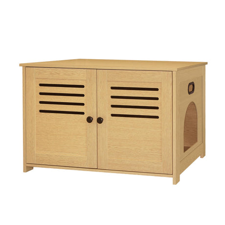 DINZI LVJ Litter Box Enclosure, Wooden Cat House with Good Ventilation, 27.6" Hidden Cat Washroom, Entrance Can Be on Left or Right, Indoor Litter Box Furniture, End Table, Natural DINZI LVJ