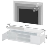 ChooChoo Modern LED TV Stand for 50/55/60/65 Inch TV, High Glossy Entertainment Center with 2 Storage Cabinets, Media Console with 5 Open Shelves for Living Room, Bedroom, White ChooChoo