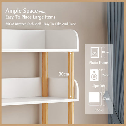 Modern 5-Tier Open Bookcase in Warm White with Solid Wood Frame and Side Panels - WoodArtSupply