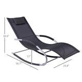 Outsunny Zero Gravity Rocking Chair Outdoor Chaise Lounge Chair Recliner Rocker with Detachable Pillow and Weather-Fighting Fabric for Patio, Deck, Pool, Black Outsunny