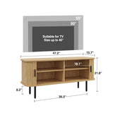 FiveWillowise 47" Natural Fluted TV Stand for TVs up to 60 Inch, Gaming Entertainment Center with Tambour Slatted Sliding Doors and Storage Cabinet, Media TV Consoles Table for Living Room, Office FiveWillowise