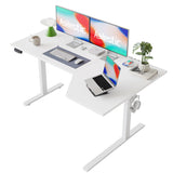 Agilestic Electric Standing Desk, L-Shaped 59 Inches Height Adjustable Desk, Sit and Stand up Desk for Work Office Home, Ergonomic Rising Computer Table for Home Office with Splice Board, White Agilestic
