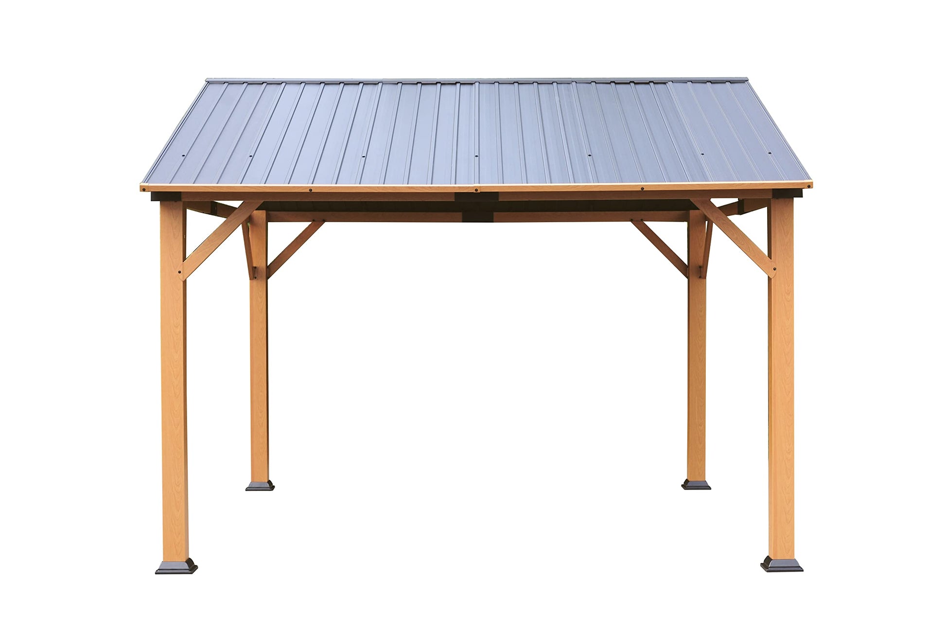 Shade N' Shelters 11' x 13' Outdoor Hardtop Gazebo for Patio, Backyard, Garden, or Deck (11' x 13', Wood-Look Steel Frame) - WoodArtSupply