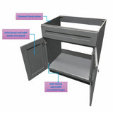 Grey Shaker Sink Base Bathroom Vanity 24"/30"/36" Width (36" Width) WoodArtSupply