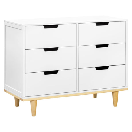DaVinci Marley 6-Drawer Double Dresser in White Finish and Natural Legs DaVinci