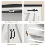 TEENFON Farmhouse Storage Cabinet with 2 Adjustable Shelves, Bathroom Cabinet with 4 Doors, Kitchen Cabinets, Cupboard for Kitchen, Living Room, White TEENFON