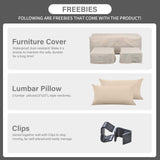 Outdoor Furniture Set 3 Pieces Wicker Patio Furniture Outdoor Sectional Patio Couch Outdoor Coffee Table with Storage All-weather Non-slip Cushions Waterproof Covers, Khaki Rattaner