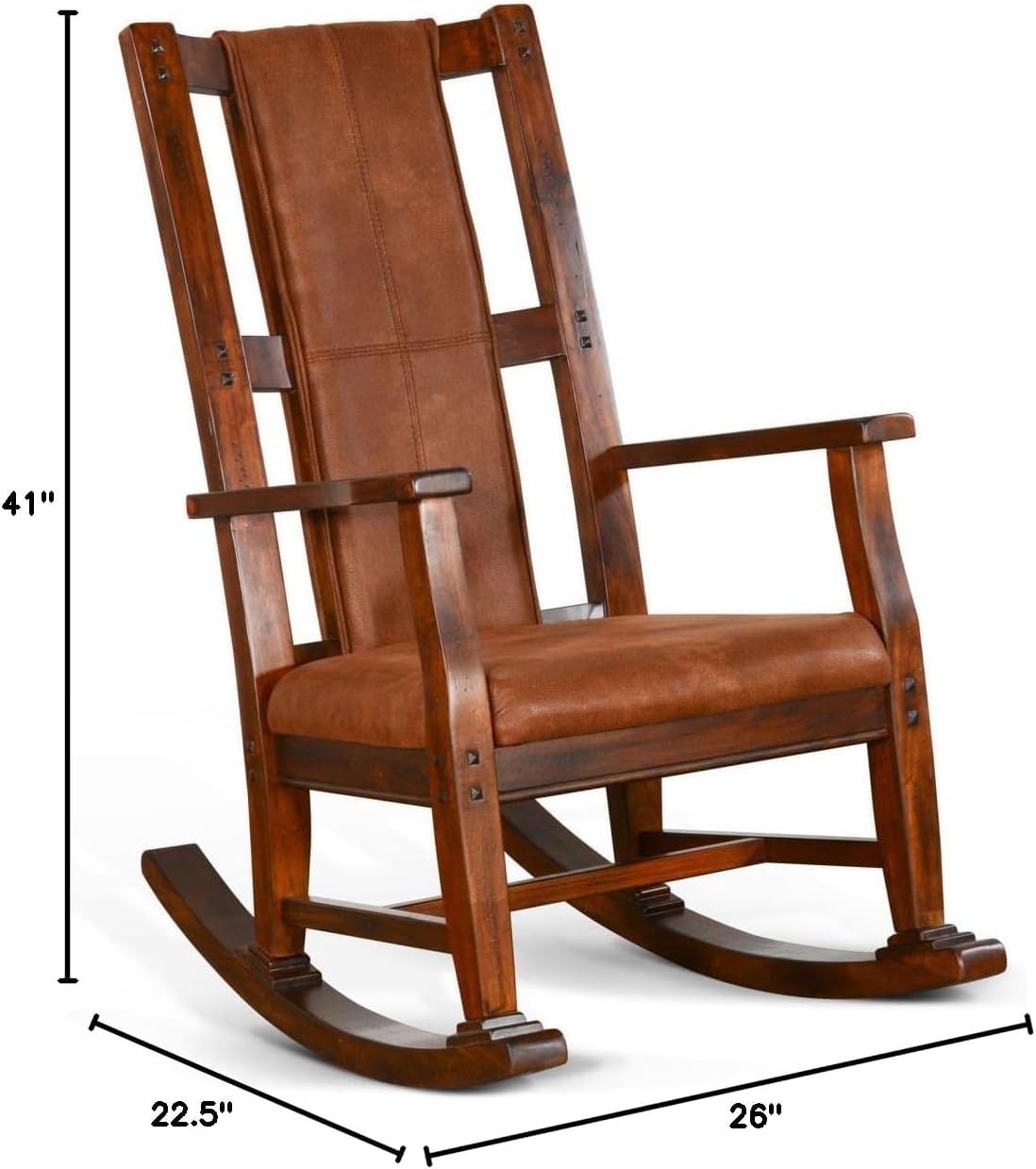 Pemberly Row Farmhouse Mahogany Wood Rocking Chair in Dark Chocolate Pemberly Row