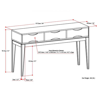 SIMPLIHOME Harper SOLID HARDWOOD 54 Inch Wide Mid Century Modern Console Sofa Table in Teak Brown, for The Living Room Entryway and Bedroom - WoodArtSupply