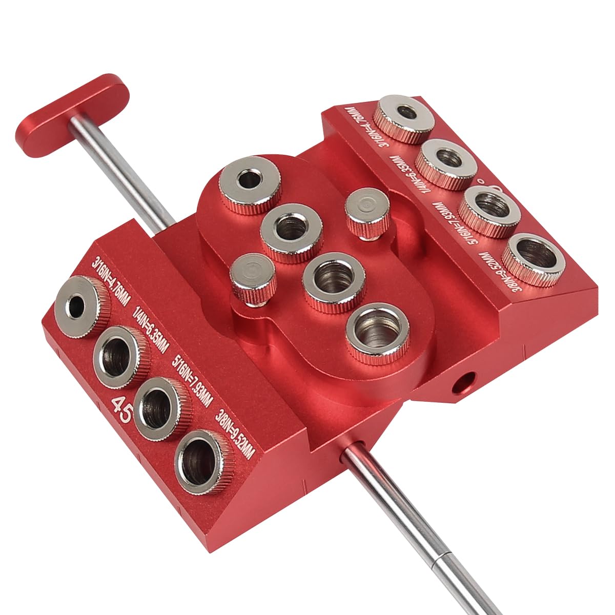 30 45 90 Degree Angle Drill Guide Jig Drill Block for Straight Angled Holes with Detachable Drill Bushings Positioning Bar - WoodArtSupply