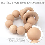 Silicone Baby Teether, Food Grade Silicone & Beech Baby Teething Toy, BPA Free (Sage) TOPGOMES