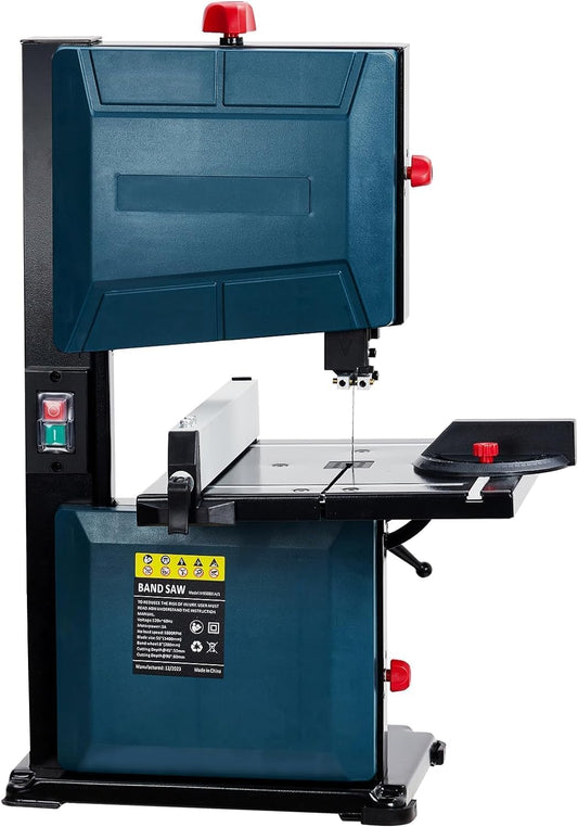 PioneerWorks 3-Amp & 8-Inch Bandsaw, 1800FPM Benchtop Bandsaw with Removable Safty Key, 0-45 Tilting Range, Saw For Cutting Wood with Fence and Miter Gauge, Band Saws for Woodworking - WoodArtSupply