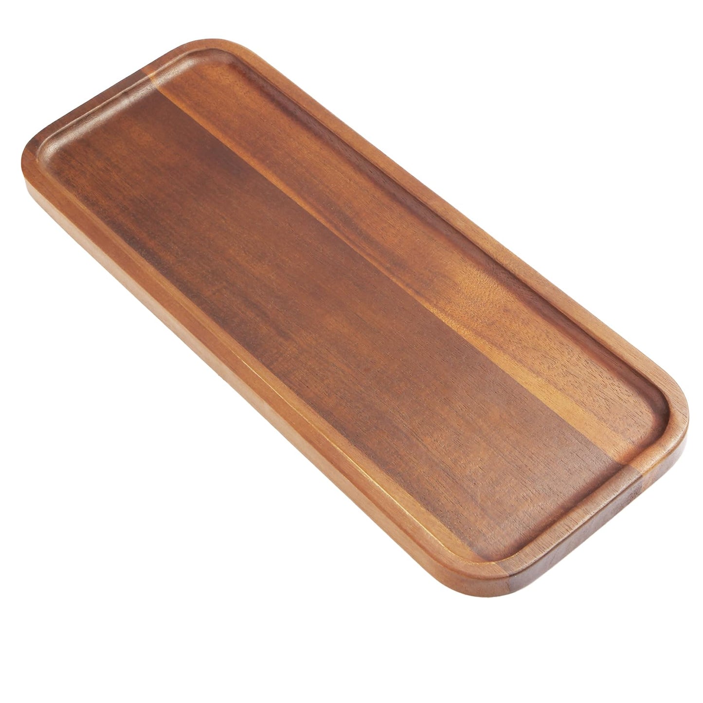 HOMKULA Solid Acacia Wood Serving Trays and Platters - Wooden Mini Charcuterie Boards, Rectangle Small Cheese Board for Food, Bathroom, Home Decor, Kitchen Counter, 14"x5.5" (1 Pack)